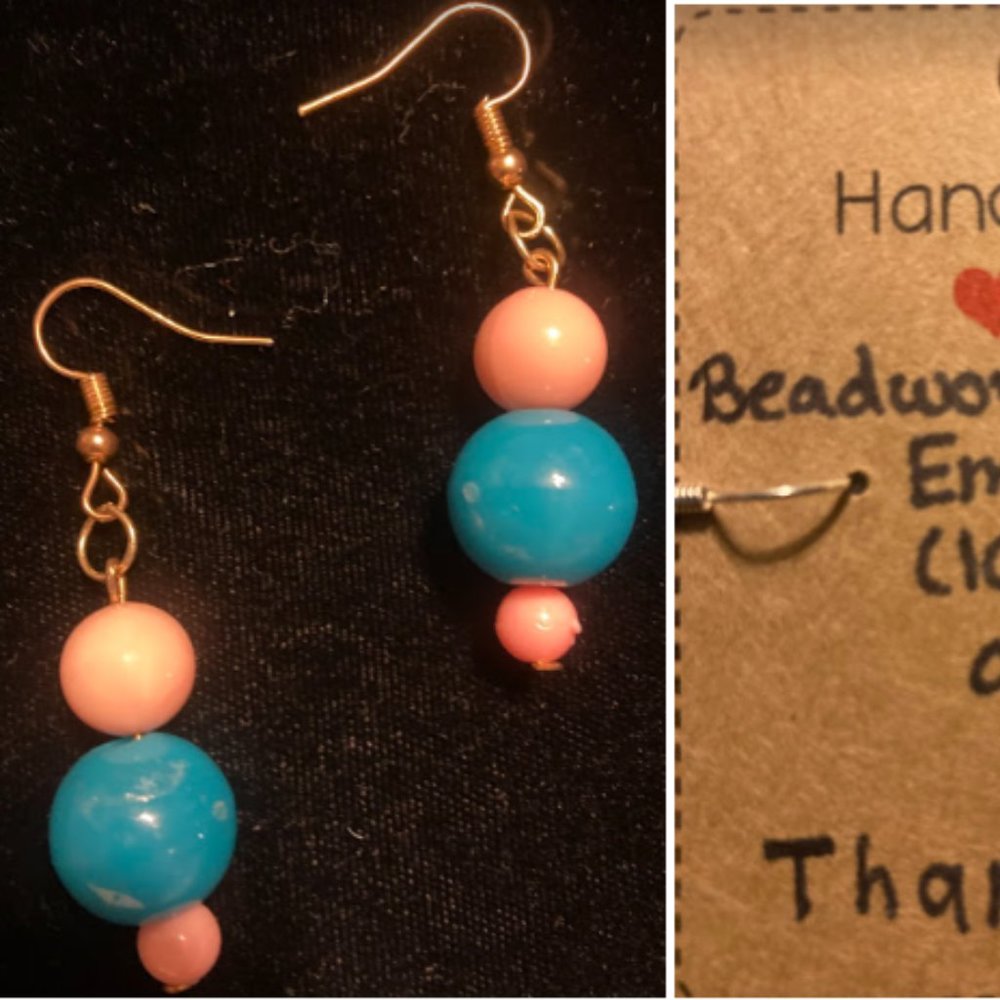 Handmade gender reveal earrings